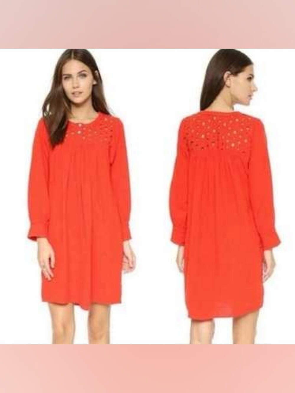 Madewell Eyelet Daybreak Dress In Red Size M Linen Blend